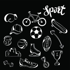 Sport, education chalk vector isolated design elements . Concept for logo, icon , print, cards 