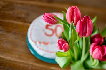 fifty years birthday with tulips