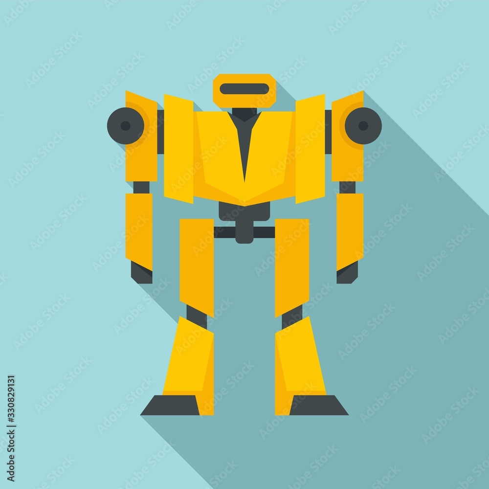Poster guard robot transformer icon. flat illustration of guard robot transformer vector icon for web desig