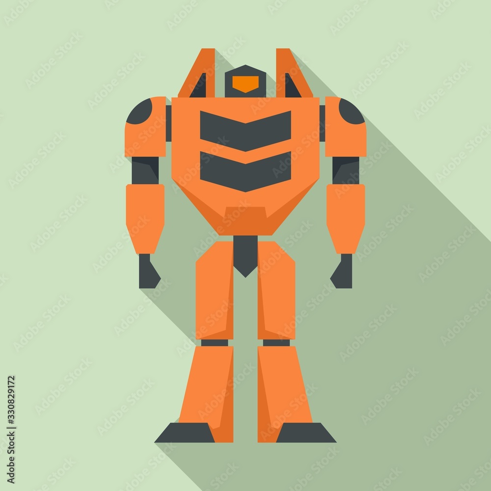 Poster toy robot transformer icon. flat illustration of toy robot transformer vector icon for web design