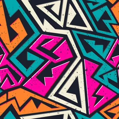 Zelfklevend Fotobehang Graffiti geometric seamless pattern with grunge effect © gudinny