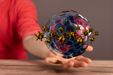 Covid-19 coronavirus, virus that causes acute respiratory infections and the common cold,...