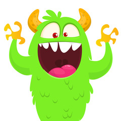 Funny cartoon monster. Illustration of cute monster creature. Halloween design