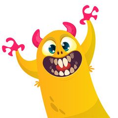 Funny cartoon monster. Vector Halloween illustration.