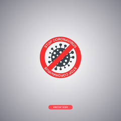 Coronavirus icon isolated on a gray background. Virus icon in a flat style. 