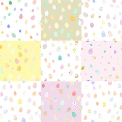Colorful Easter egg minimal style patterns set. Vector illustration.
