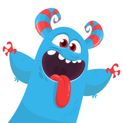 Funny cartoon monster. Vector Halloween illustration.