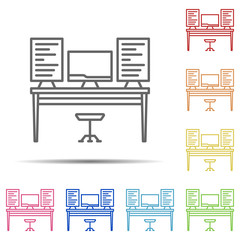 desk multi color icon. Element of workplace icon on white background