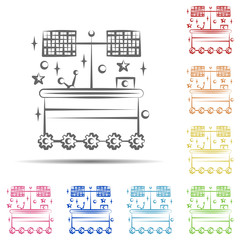 Naklejka premium Satellite multi color icon. Element of space hand drawn icon on white background