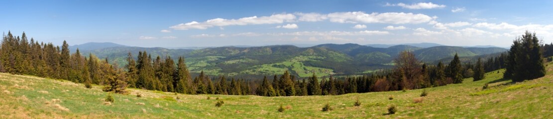 Fototapeta na wymiar View from Beskid mountains - Poland and Slovakia border