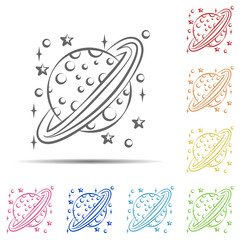 Planet multi color icon. Element of space hand drawn icon on white background