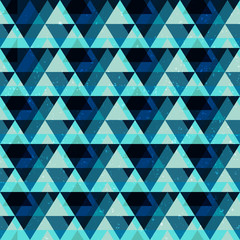 Fototapeta premium Blue triangles seamless pattern