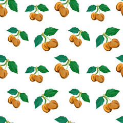 Cute cherry seamless pattern. Good for textile, wrapping, wallpapers, Sweet red ripe cherries isolated on white background. Gouache hand drawing illustration