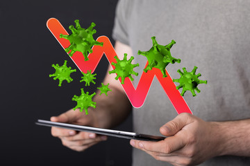 Financial stock graph has down from virus corona outbreak..
