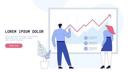 Office worker analyze growth arrow graph business