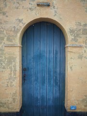 Blue wooden door in Copenhagen, Denmark