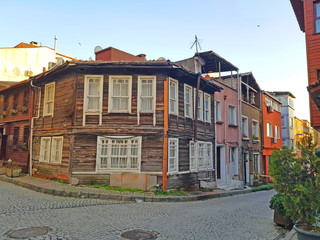 Turkey, Old architecturally built houses. Narrow street in the historic district of Istanbul