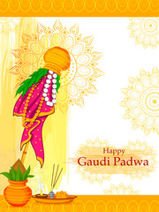 vector illustration of Gudi Padwa holiday religious festival background of Maharashtra India