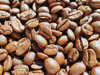 roasted coffee beans, arabica. coffee background
