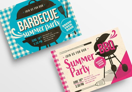Barbeque Poster Layout with Gingham Pattern Elements