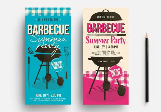 Barbeque Poster Layout with Gingham Pattern Elements