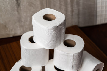 A pile of Toilet paper rolls