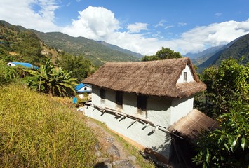 Fototapeta na wymiar beautiful house home building in Nepal, Khumbu valley