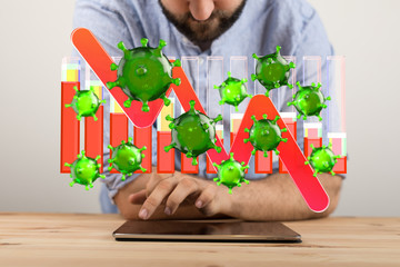 Financial stock graph has down from virus corona outbreak..
