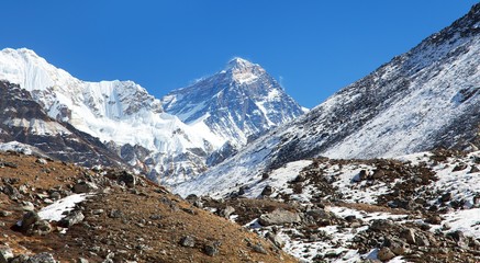 Mount Everest from Gokyo valley, Himalayas mountains