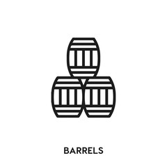 barrels vector line icon. Simple element illustration. barrels icon for your design. Can be used for web and mobile.