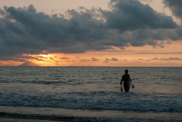 Man Fishing Nets when Sunset at Anyer Beach #2