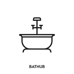 bathtub vector line icon. Simple element illustration. bathtub icon for your design. Can be used for web and mobile.