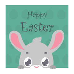 Obraz na płótnie Canvas Easter greeting with a cute peeking bunny