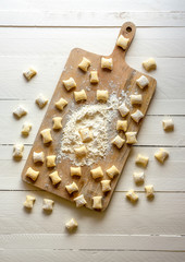 Gnocchi made with cheese and flour. Italian dough recipe