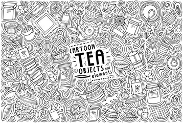 Vector set of Tea theme items, objects and symbols