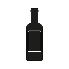 Bottle icon. Black silhouette. Vertical view. Vector graphic illustration. Isolated object on a white background. Isolate.