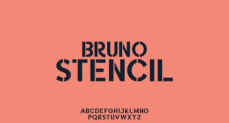 bruno stencil, fun and playful vintage alphabet vector typeset font
