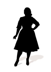 luxury feminine fashion model, trendy on the catwalk. Silhouette