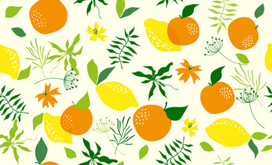 Seamless pattern with orange. Vector