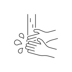 Washing hands line icon on white background. Coronavirus precaution tip vector illustration