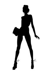 luxury feminine fashion model, trendy on the catwalk. Silhouette
