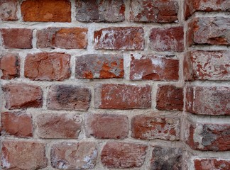 a fragment of a worn old brick wall as a background