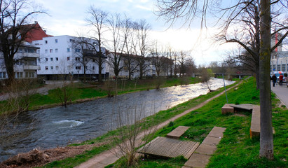 Fototapeta na wymiar Pforzheim, Enz, Fluss, Gebäude, Deutschland, Nagold, 