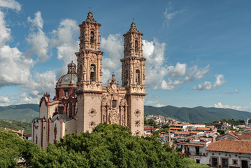 Santa Prisca Church, Taxco, Mexico. Historic church in the picturesque colonial town called Taxco
