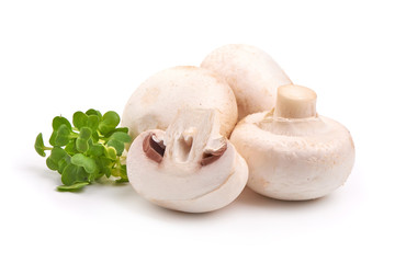 Champignon mushrooms, isolated on white background