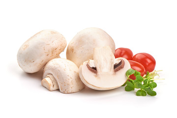 Fresh Champignon mushrooms, isolated on white background
