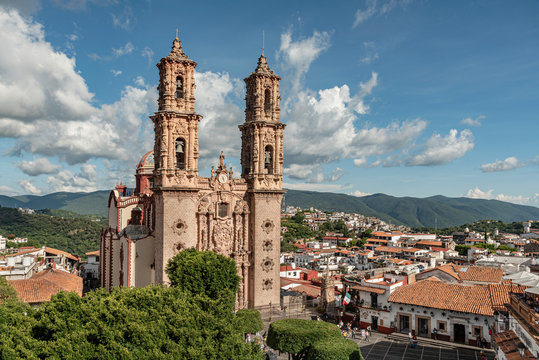 Santa Prisca Church, Taxco, Mexico. Historic church in the picturesque colonial town called Taxco