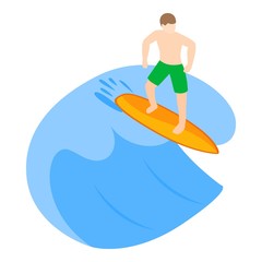 Surfing school icon. Isometric illustration of surfing school vector icon for web