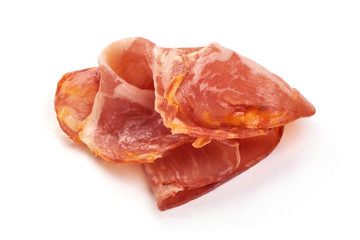 Spanish chorizo salami sausage, isolated on white background