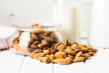 Dried almonds nuts.